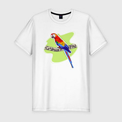 Мужская slim-футболка Попугаи Ара Птицы