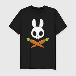 Футболка slim-fit Череп кролика с двумя морковками, цвет: черный