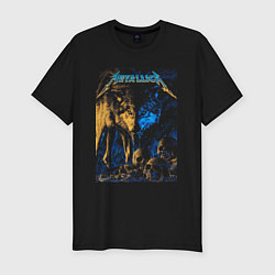 Мужская slim-футболка Metallica Плакат волки