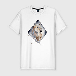 Мужская slim-футболка Снежный волк