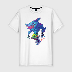 Мужская slim-футболка Cool shark on roller skates