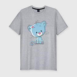 Мужская slim-футболка Синий плюшевый котик