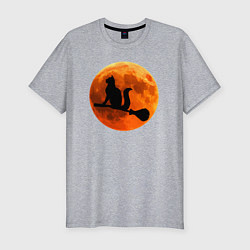 Мужская slim-футболка Halloween Cat