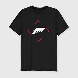 Мужская slim-футболка Символ Forza Horizon в красном ромбе
