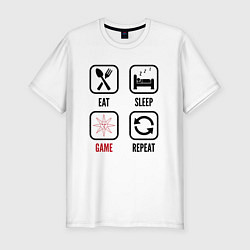 Футболка slim-fit Eat Sleep Dark Souls Repeat, цвет: белый