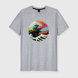 Мужская slim-футболка Hokusai Kaiju