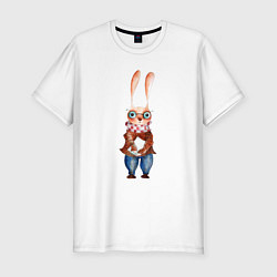 Мужская slim-футболка Кролик в очках