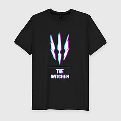 Мужская slim-футболка The Witcher в стиле Glitch Баги Графики
