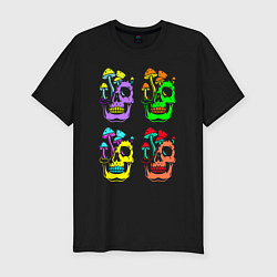 Мужская slim-футболка Skulls Pop art