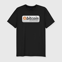 Мужская slim-футболка Bitcoin Accepted Here Биткоин принимается здесь
