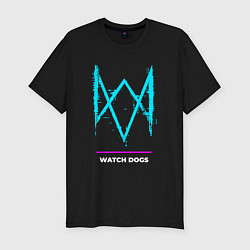 Футболка slim-fit Символ Watch Dogs в неоновых цветах, цвет: черный