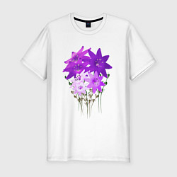 Футболка slim-fit Flowers purple light, цвет: белый