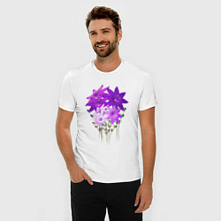 Футболка slim-fit Flowers purple light, цвет: белый — фото 2