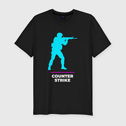 Мужская slim-футболка Символ Counter Strike в неоновых цветах