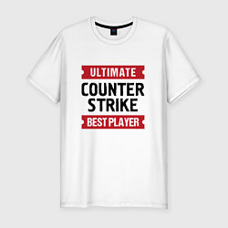 Футболка slim-fit Counter Strike: таблички Ultimate и Best Player, цвет: белый