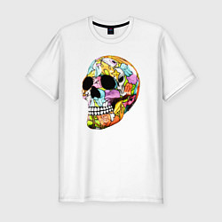 Футболка slim-fit Art cool skull, цвет: белый