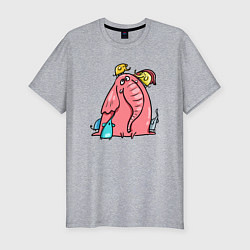 Футболка slim-fit Розовая слоника со слонятами, цвет: меланж