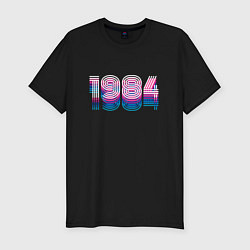Мужская slim-футболка 1984 Год Ретро Неон