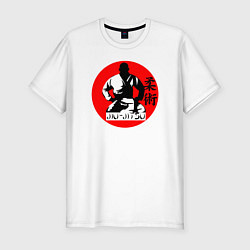 Мужская slim-футболка Джиу-джитсу поза лотоса