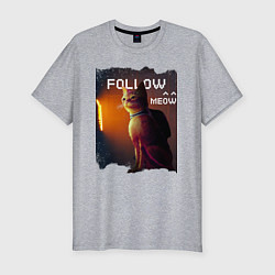 Футболка slim-fit STRAY FOLLOW MEOW, цвет: меланж