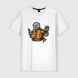 Мужская slim-футболка Панда с нунчаками
