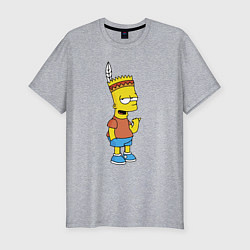 Мужская slim-футболка Барт Симпсон - индеец
