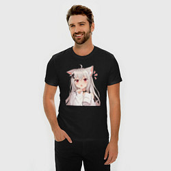 Футболка slim-fit Неко кошка-девочка, цвет: черный — фото 2