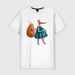 Мужская slim-футболка Беременная лисица