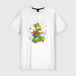 Мужская slim-футболка Барт Симпсон - зомби на скейтборде