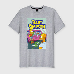 Мужская slim-футболка Барт Симпсон устроил из автомобиля аквариум