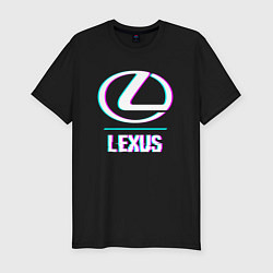 Футболка slim-fit Значок Lexus в стиле glitch, цвет: черный