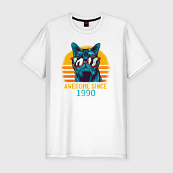 Мужская slim-футболка Потрясающий котэ с 1990 года