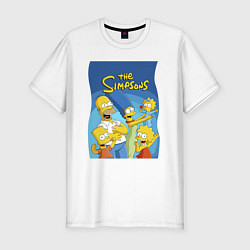 Мужская slim-футболка Семейка Симпсонов - Гомер, Мардж и их отпрыски