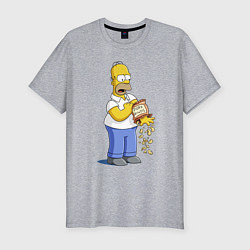 Мужская slim-футболка Гомер Симпсон рассыпал свиные шкварки