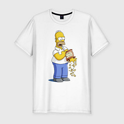 Мужская slim-футболка Гомер Симпсон рассыпал свиные шкварки