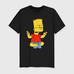 Мужская slim-футболка Барт Симпсон - сидит со скрещенными пальцами