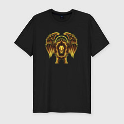 Мужская slim-футболка Лев с крыльями