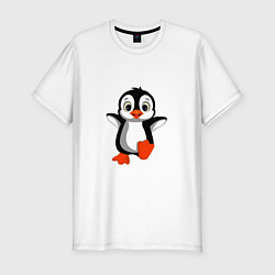 Мужская slim-футболка Маленький крошка пингвин