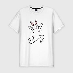 Мужская slim-футболка Кавайный зайчик