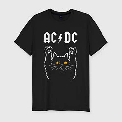 Футболка slim-fit AC DC rock cat, цвет: черный