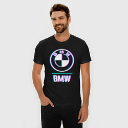 Футболка slim-fit Значок BMW в стиле glitch, цвет: черный — фото 2