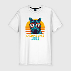Мужская slim-футболка Потрясающий котэ 1991 года