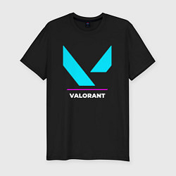 Мужская slim-футболка Символ Valorant в неоновых цветах
