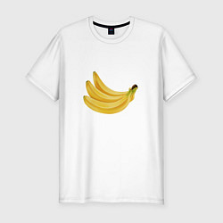 Футболка slim-fit Бананы жёлтые, цвет: белый