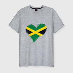 Мужская slim-футболка Сердце - Ямайка