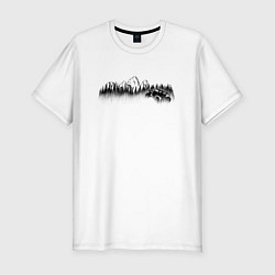 Мужская slim-футболка Бездорожье, горы и лес