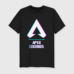 Футболка slim-fit Apex Legends в стиле glitch и баги графики, цвет: черный