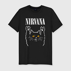 Футболка slim-fit Nirvana rock cat, цвет: черный