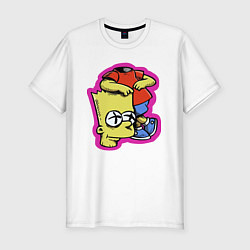 Мужская slim-футболка Барт Симпсон облокотился на собственную голову - ш