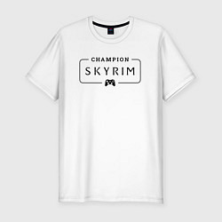 Футболка slim-fit Skyrim gaming champion: рамка с лого и джойстиком, цвет: белый